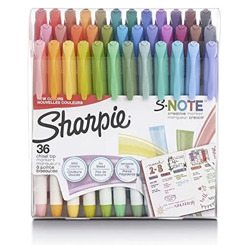 S-Note Creative Markers, Highlighters, Assorted Colors, Chisel Tip, 3...