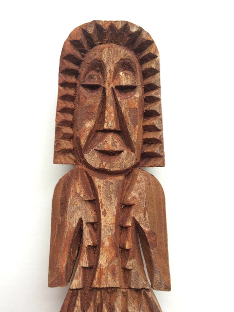 Vintage Primitive Carved Wood Medieval Knight Peasant Folk Art Figure 7.25"