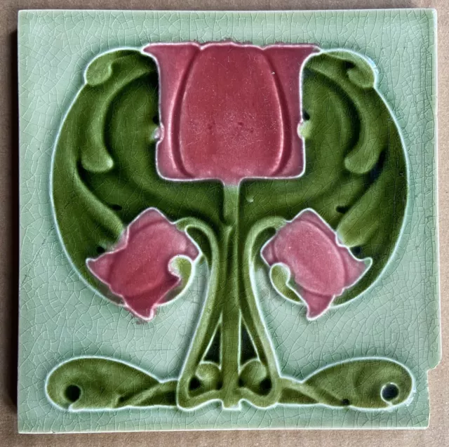 England - Antique Art Nouveau Majolica Tile C1900