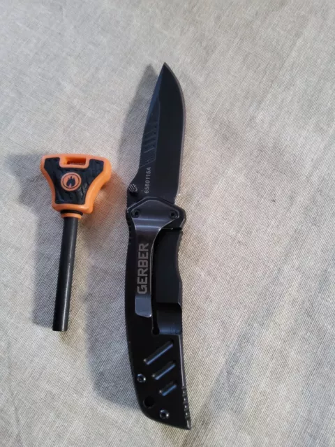 Gerber Messer Swagger Framelock Black Einhandmesser Stahl + Feuerstarter