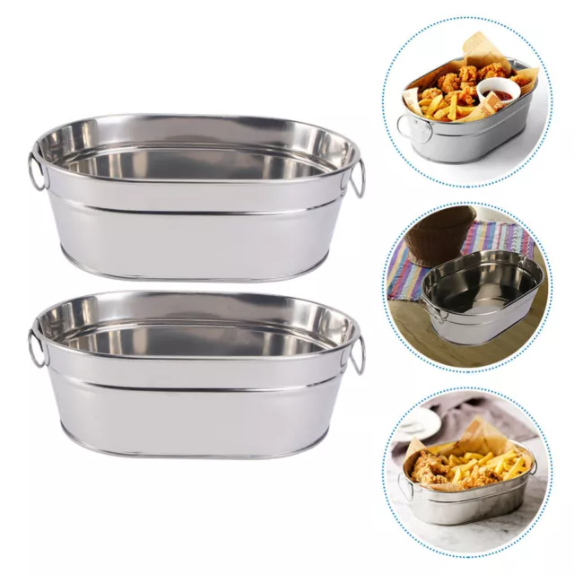 2 Stainless Steel Seafood & Beverage Buckets for Bar & Home-IP
