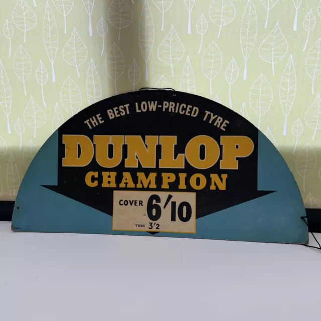 DUNLOP CHAMPION CARDBOARD SIGN - Vintage Advertising