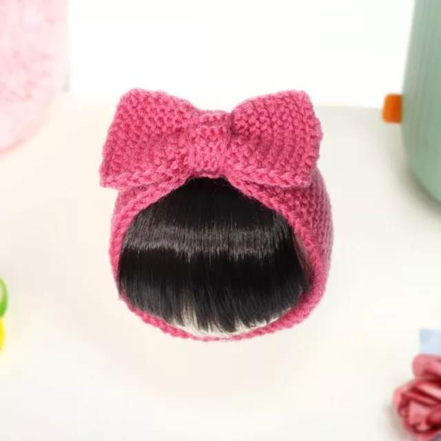 Girls Knitted Bow Bang Baby Hair Wig Toddler Neat Bang Princess Wig Headband