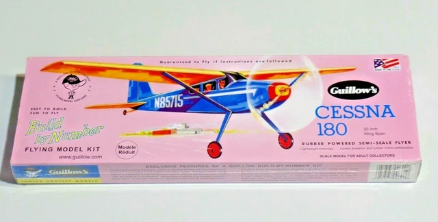 Guillow's Cessna 180 Build By Number Flying Model Airplane Kit 601 NEW SEALED
