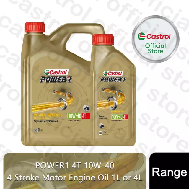 Castrol Power 1 4T 10W-40 Motorcycle 4 Stroke Engine Oil, 1 or 4 Litre