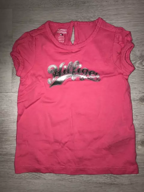 Mädchen Tommy Hilfiger T-Shirt Gr. 74/ 80 rosa Shirt kurzarm Baby 12Monate wNeu