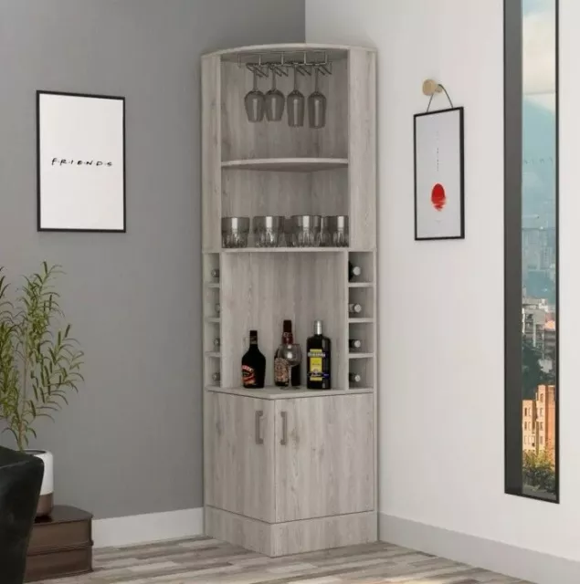 Cabinet Corner Storage Space Saving Shelves Bath Living Room Bar Curio Tall Door