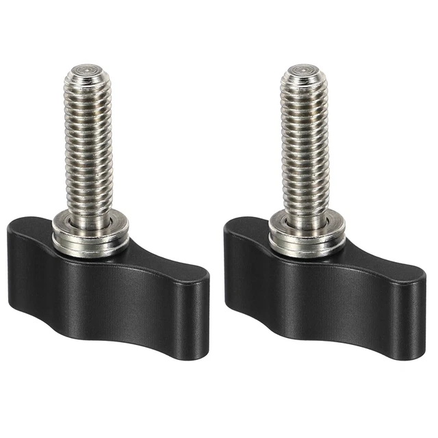 Perno giratorio de rosca, 2 piezas tipo T M5 17 mm tornillo de pulgar para cámara, negro, aluminio