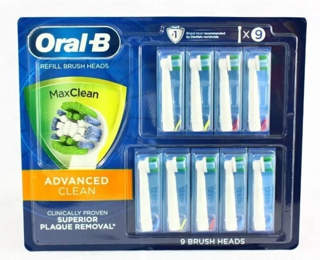 Cabezales de cepillo de repuesto Oral-B Advanced Clean clínicamente probados 9 unidades