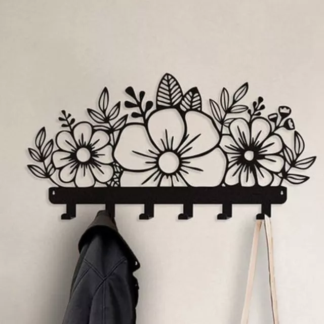 Flowers Wall mounted coat rack Coat Racks, Metal Wall Art for Entryway Coat Rack