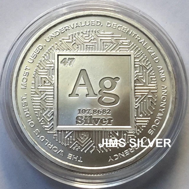 2021 Silver Shield CRYPTO (damaged) 1 oz. Silver BU & CAPSULE! .999 PURE SILVER!