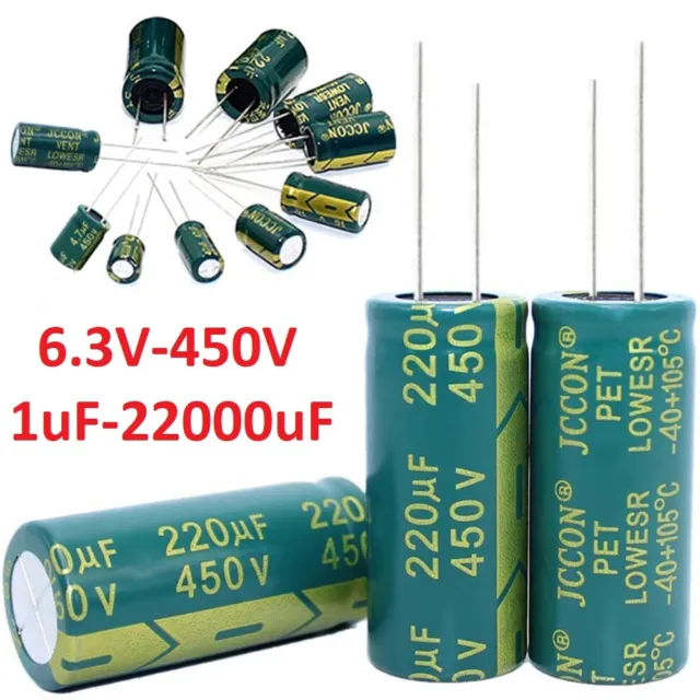 Radial Aluminium Electrolytic Capacitors LOW ESR 105°C Range ( 6.3V to 450V )