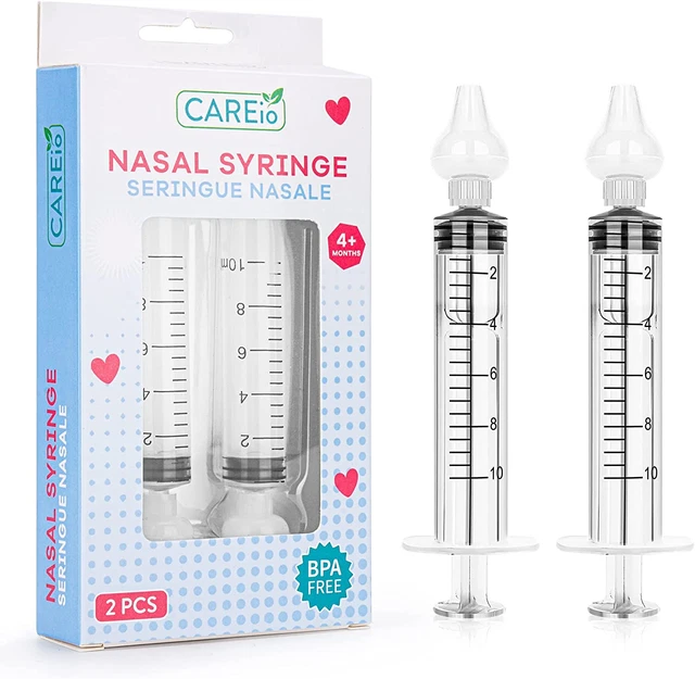 Mouche bébé seringue nasale 10ml ABBICARE™ sans BPA-CE | Kit 4 seringues  avec embouts silicone + 2 pointes de remplissage et guide conseil | Soin