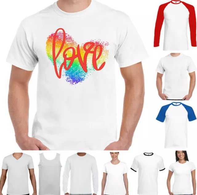 Lgbt T-Shirt Uomo Love Divertente Gay Pride Lesbo Cuore Colori Arcobaleno Unisex