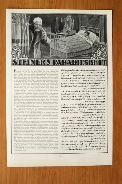 WIZ16e) XL Reklame Paradiesbett Steiner Berlin Wien Türkei 1916 Werbung 27x40cm