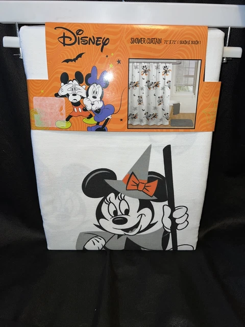 Disney Mickey & Minnie Mouse White Halloween Fabric Shower Curtain 72” x 72” New