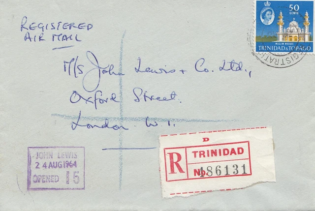 Trinidad & Tobago: Regitered 1964 To London