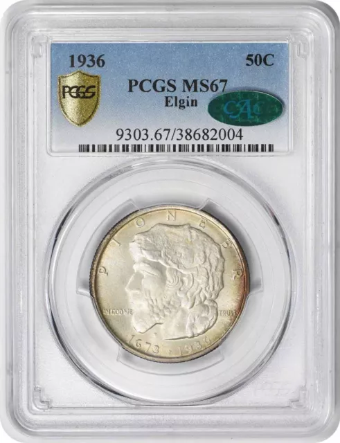 Elgin Commemorative Silver Half Dollar 1936 MS67 PCGS (CAC)