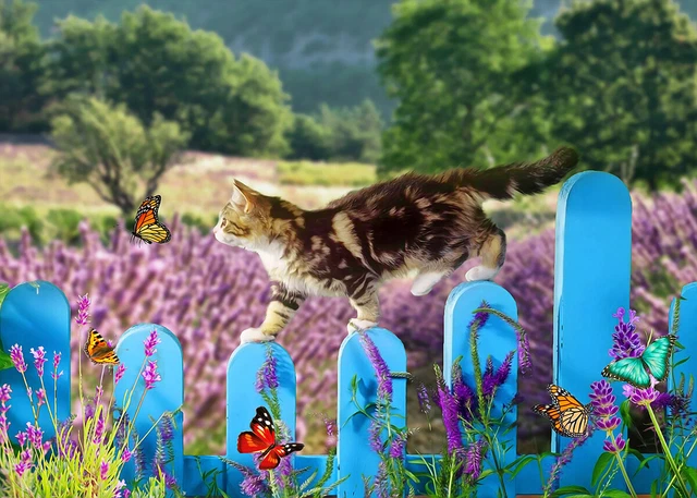 500Pc Puzzle Spring Garden Funny Cat Butterfly Jigsaw Adult Kid Educational Toys