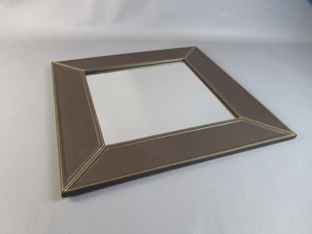 Espejo de la Pared Elegante Chapado En Cuero Made IN Italy Vintage