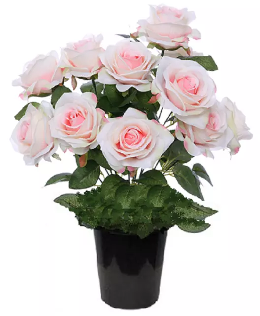 Large Cream Ivory Pink Peach Roses Memorial Grave Crem Pot Artificial Flowers