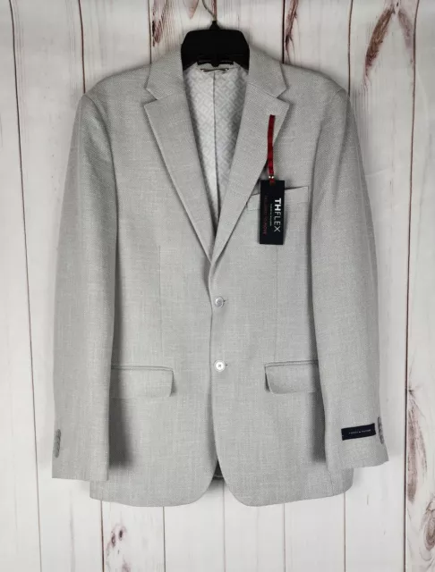 Tommy Hilfiger Men's Slim-Fit Stretch Solid Weave Sport Coat Blazer Grey 38R NWT