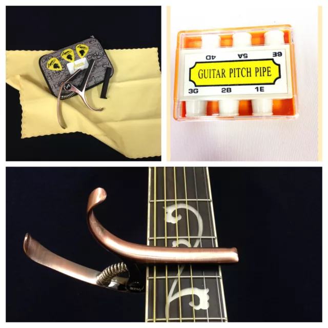 DC-06 Alloy Acoustic/Classical Guitar Capo,Quick Change,Bronze+Guitar Pitch Pipe