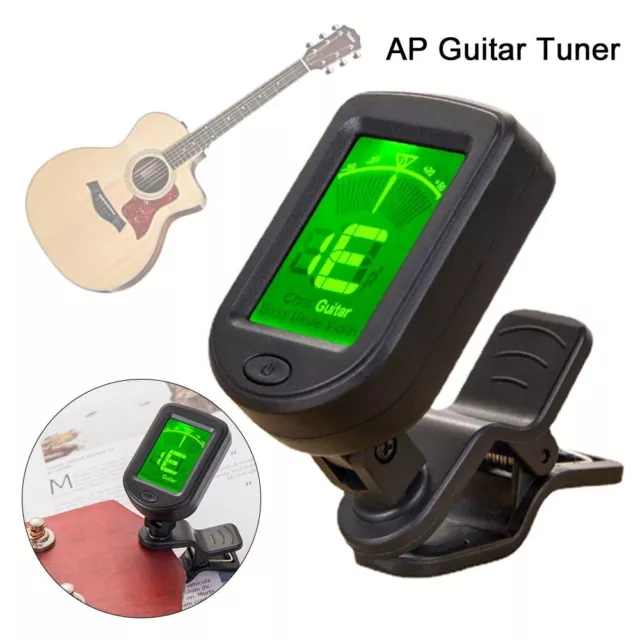 For Ukulele Violin Digital Chromatic Electric Tuner LCD Clip-On For Bass Guitar_