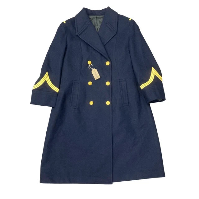 VINTAGE FRENCH NAVY Wool Coat Military Dress Uniform Gold Chevrons