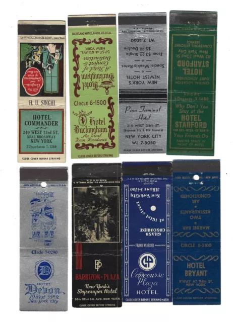 8 New York City Hotel   Matchcovers   Old