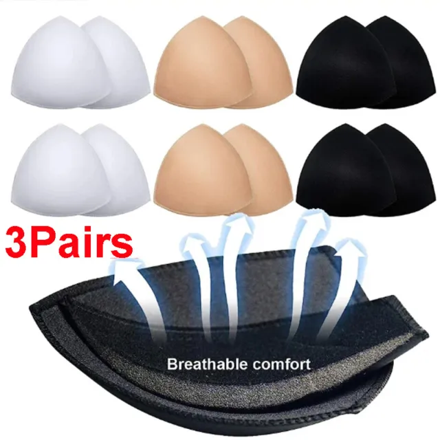 3 Pairs Triangle Bra Pads Sewing In Insert Sponge Soft Cup Removable Padded UK