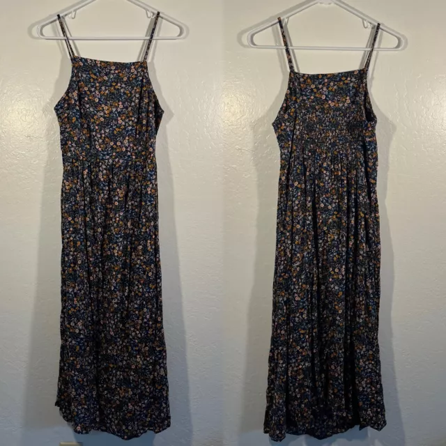 Old Navy Fit & Flare Floral Midi Dress Size Small Multicolor Spaghetti Strap