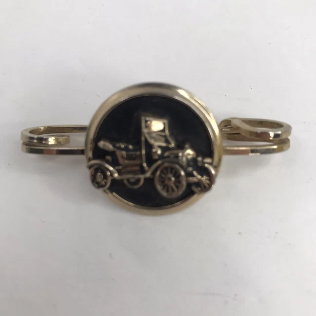 VTG Model T Henry Ford Antique Car Mens Tie CLIP Collar Bar Lapel PIN Gold Tone