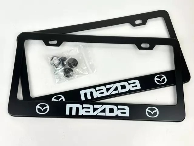 MAZDA Logo Black Metal License Plate Frame Set of 2