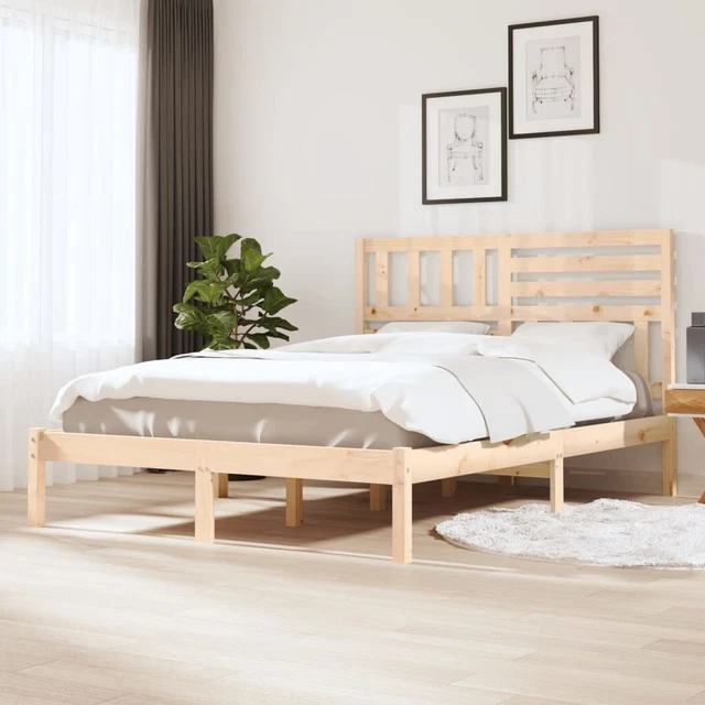 BED FRAME WITHOUT Mattress 135x190 cm Double Double Solid Wood Pine £