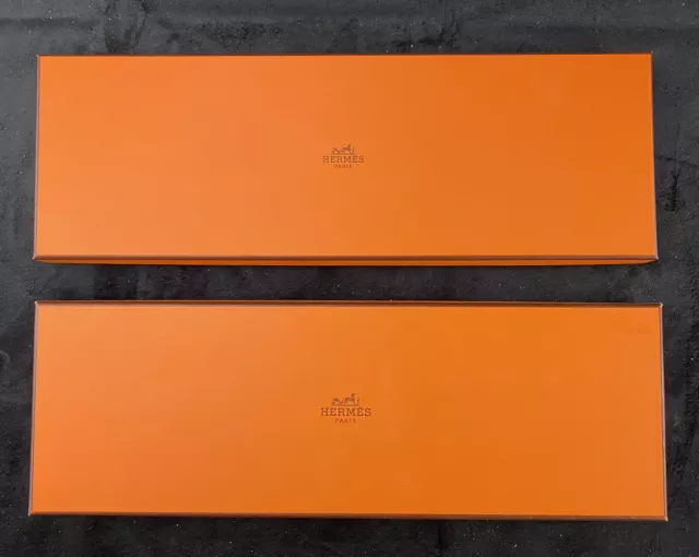 Hermes Lot Of 2 Tie Scarf Empty Box With Tissue 14.75” x 5” Authentic