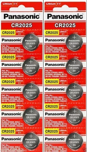 10 x Fresh PANASONIC CR 2025 CR2025 CR-2025 LITHIUM COIN CELL Battery Exp 2030