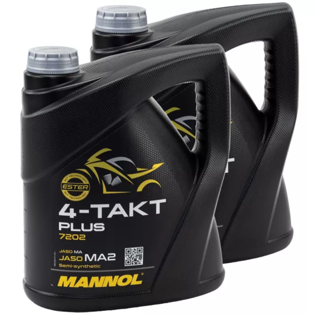 MANNOL 4-Takt Plus API SL SAE 10W-40 parcialmente sintético 2x4 litros moto scooter