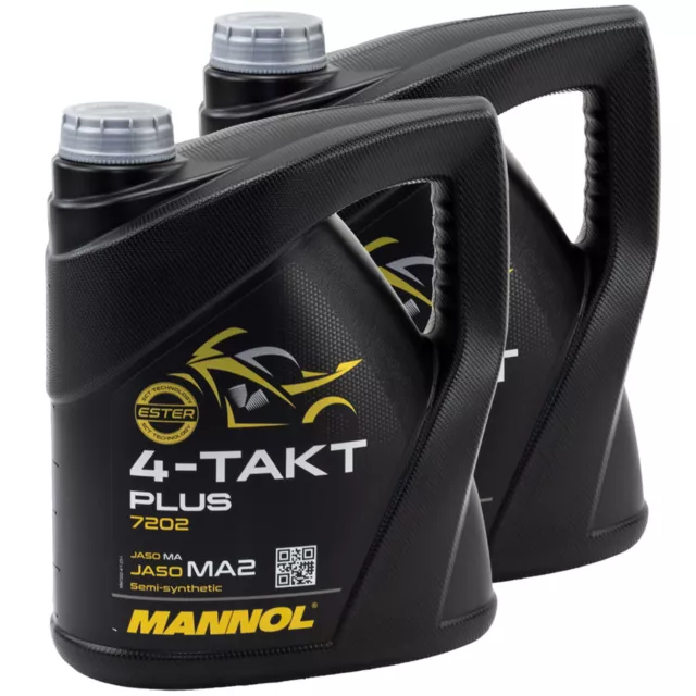 Mannol 4-Takt Plus Api Sl SAE 10W-40 Parte Sintético 2x 4 Litro Moto Scooter