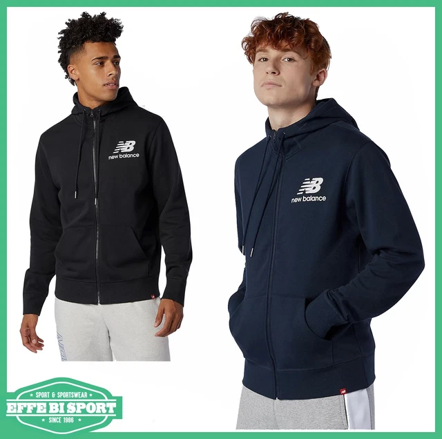 Felpa New Balance Essentials uomo maglia con zip e cappuccio sport tempo libero