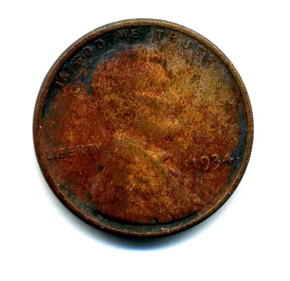 Lincoln Head Wheat Cent 1934 P Average Circulated United States Penny Coin #8071