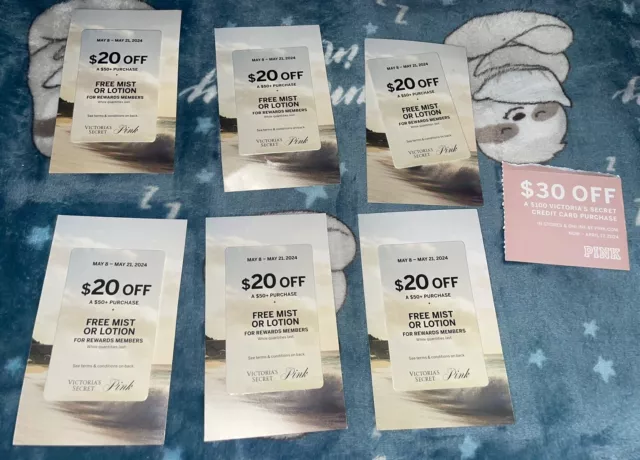 Victoria’s Secret Lot Of 7 Coupons $20 Off $50 Valid 5/8/24-5/21/24