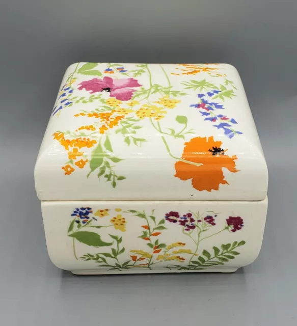 Beautiful Elizabeth Arden Japan Trinket Box Storage Floral Multi-Color EUC