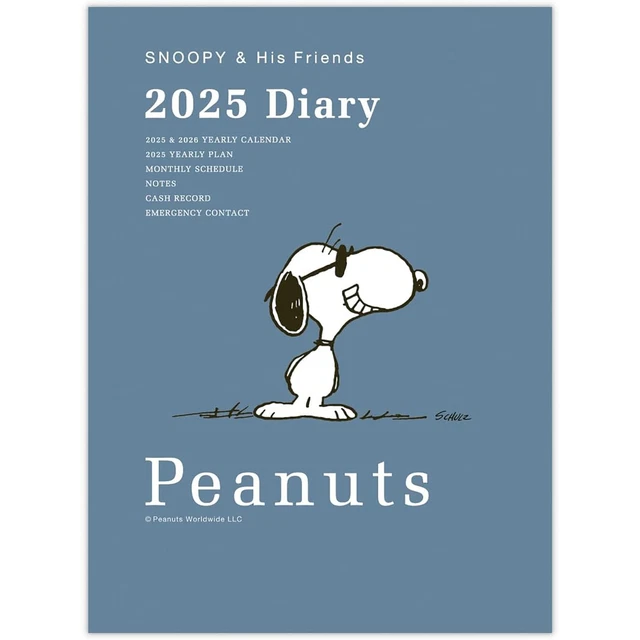 PEANUTS SNOOPY 2025 A6 Monthly Planner JOE COOL Schedule Book Diary New ...