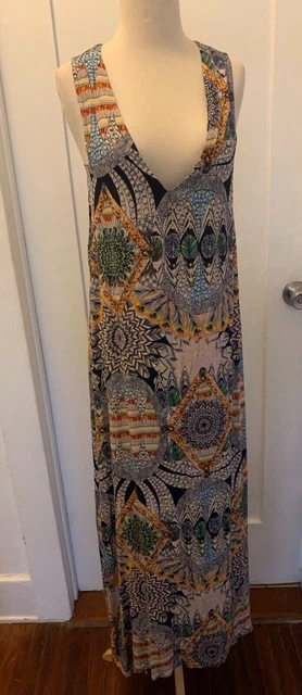 Flynn Skye Sleeveless Side Cut Out  Bohemian Geo Print Maxi Dress Women's Sze XS