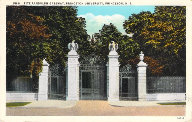 Vintage Postcard 1920s Fitz-Randolph Gateway Princeton University NJ Curt Teich