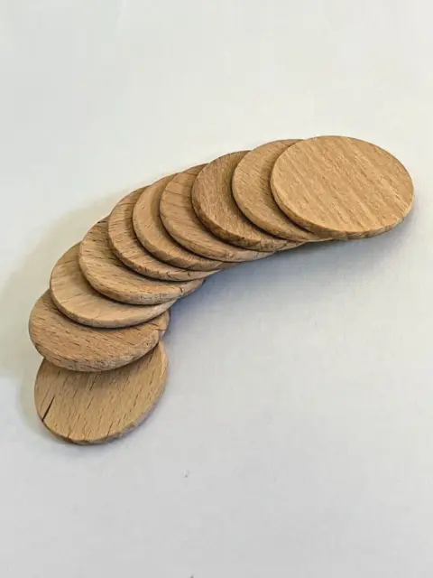 Discos de madera 38 mm Ø, placas de madera, 10 piezas sin tratar