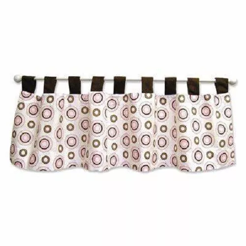 Trend Lab Bubblegum Window Valance Curtain Pink & Brown Circles  53 x 15" NEW