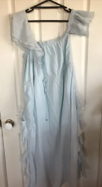 Steele Summer Dress Size 10 Off Shoulder Detail Light Blue High Splits Sides