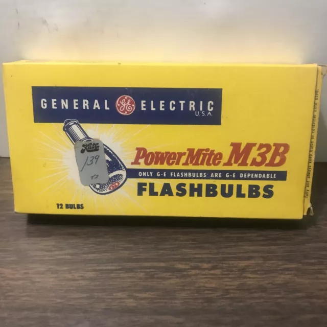Vintage Box of 12 General Electric M3B Blue Flash Bulbs #3M Flashbulbs